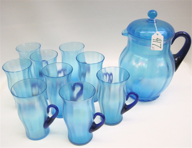 Appraisal: TEN PIECE STRETCH GLASS DRINKS SET Fenton Art Glass c