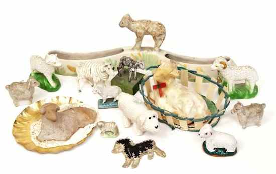 Appraisal: A selection of sheep objects including a number of sheep