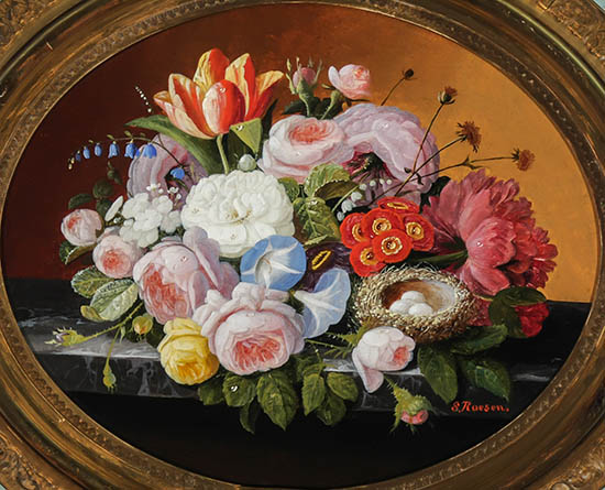 Appraisal: Severin Roesen American - Table Top Still Life with Flowers