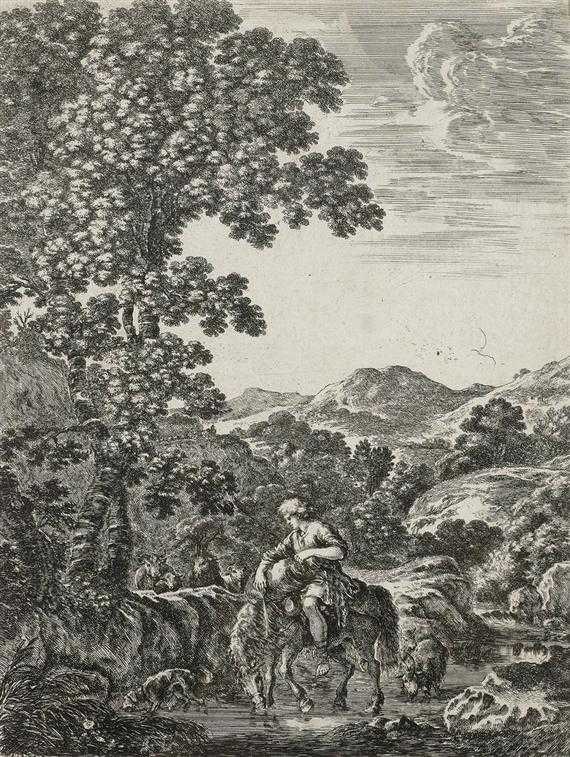 Appraisal: BELLA STEFANO DELLA Florence Landscape with mounted herdsman Etching x