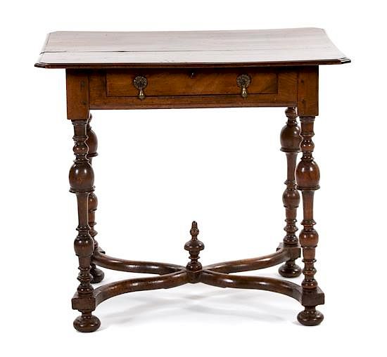 Appraisal: A William Mary Style Walnut Side Table A William Mary