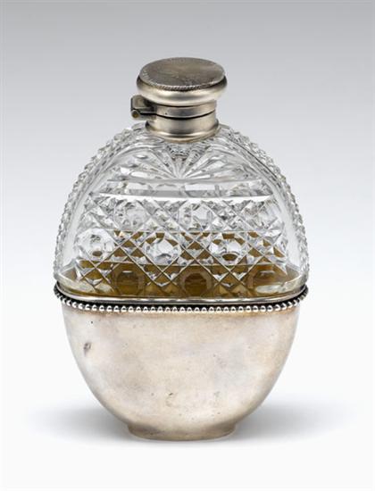 Appraisal: Russian cut glass and silver mounted flask th century The