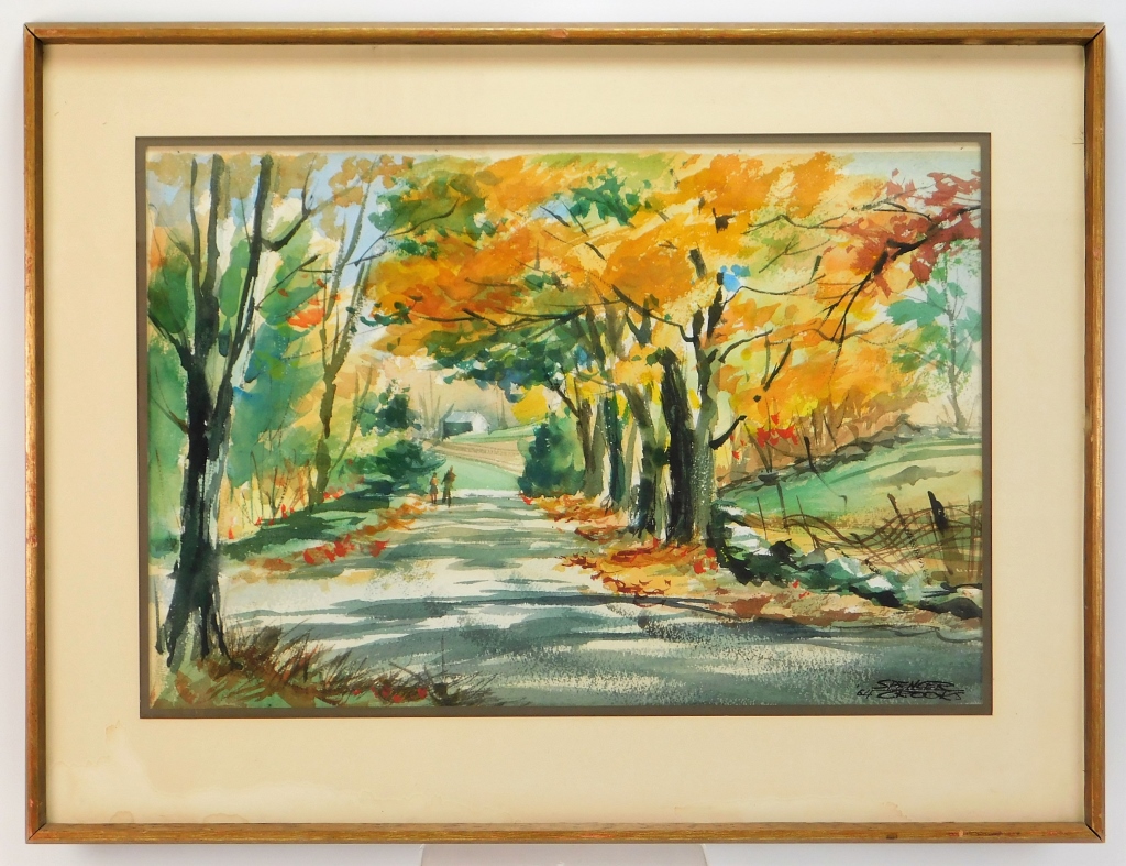 Appraisal: SPENCER CROOKS AUTUMNAL LANDSCAPE WC PAINTING Rhode Island Ireland -