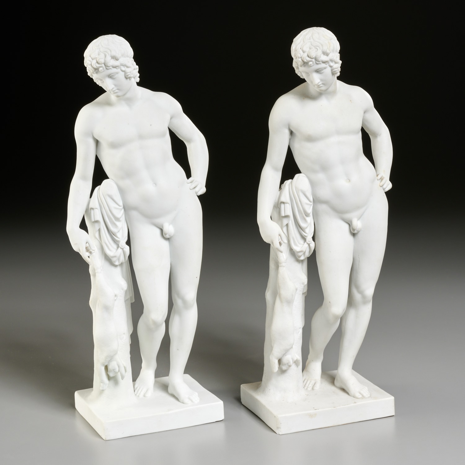 Appraisal: ROYAL COPENHAGEN PAIR PARIAN FIGURES c Denmark white biscuit porcelain