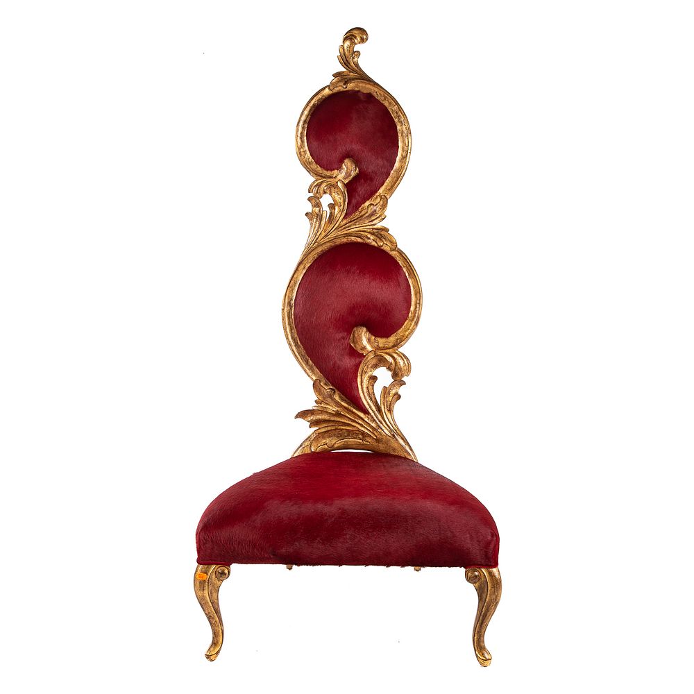 Appraisal: Baroque Style Giltwood Throne Chair With dyed horse hair upholstery