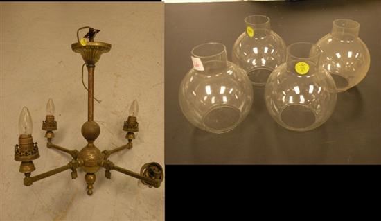 Appraisal: Hanging electric light fixture four arm with colorless round glass