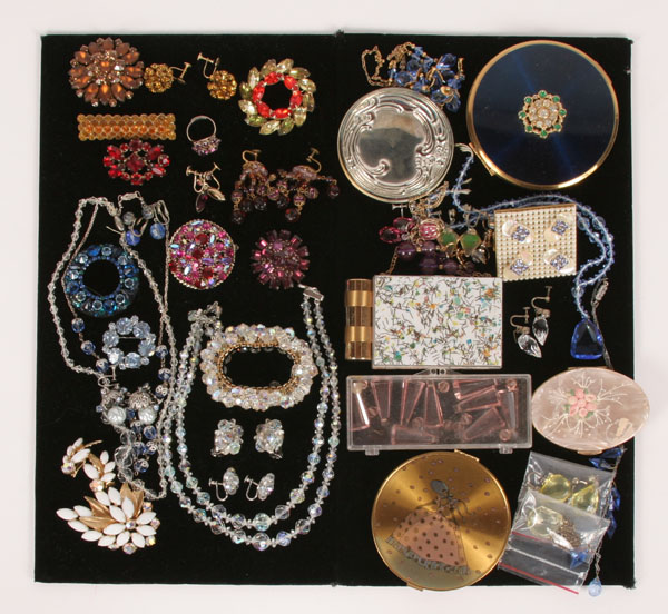 Appraisal: Large lot of over pieces vintage rhinestone and crystal costume