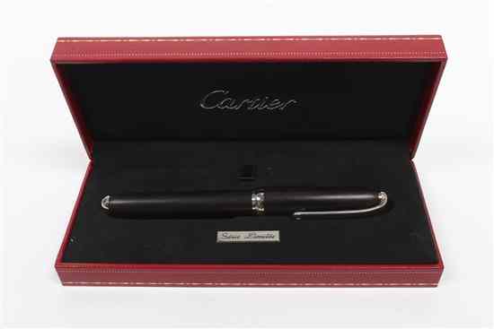 Appraisal: A Cartier Platinum and Ebony Fountain Pen limited edition numbered