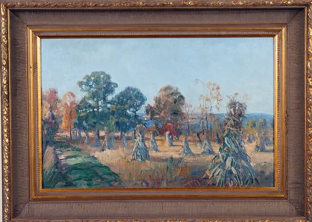 Appraisal: Cornfield oil on masonite x SLL Baum Artist American -