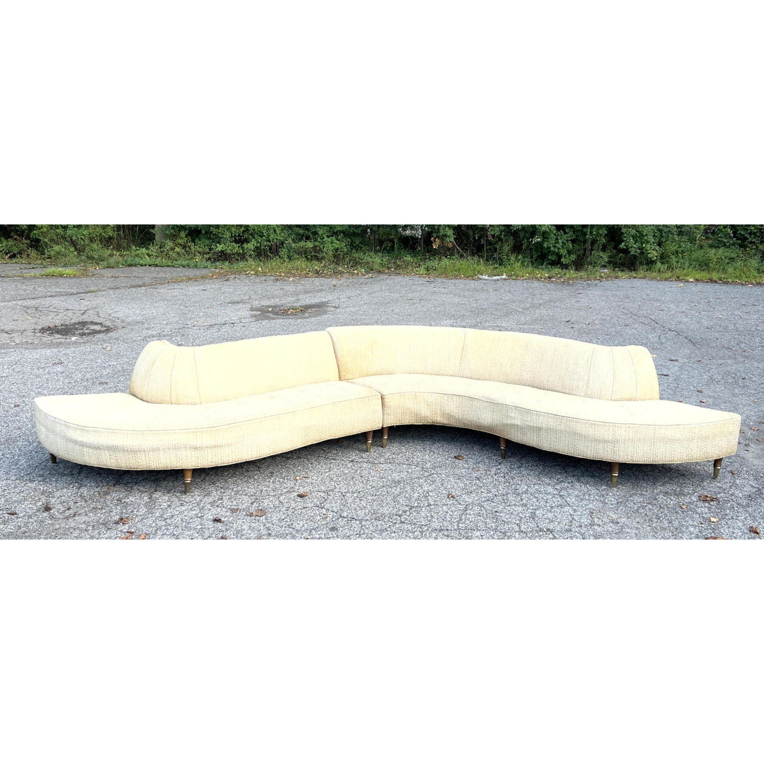 Appraisal: Vintage Long Section Wave Form Sofa Couch Dimensions H inches