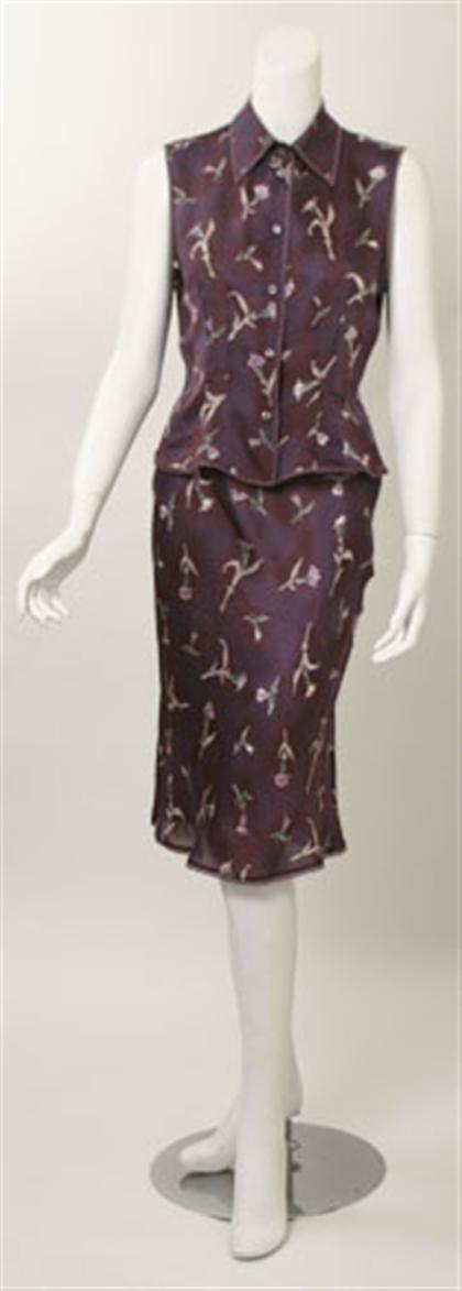 Appraisal: Prada silk floral top and skirt ensemble contemporary Sleeveless blouse