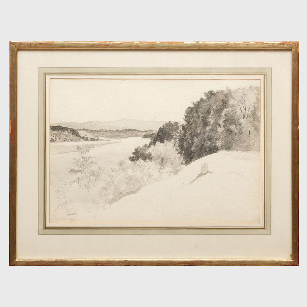 Appraisal: Edward Barnard Lintott - Connecticut River Pencil and wash on