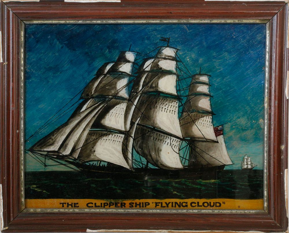 Appraisal: Reverse Painting on Glass The Flying Cloud th Century Reverse