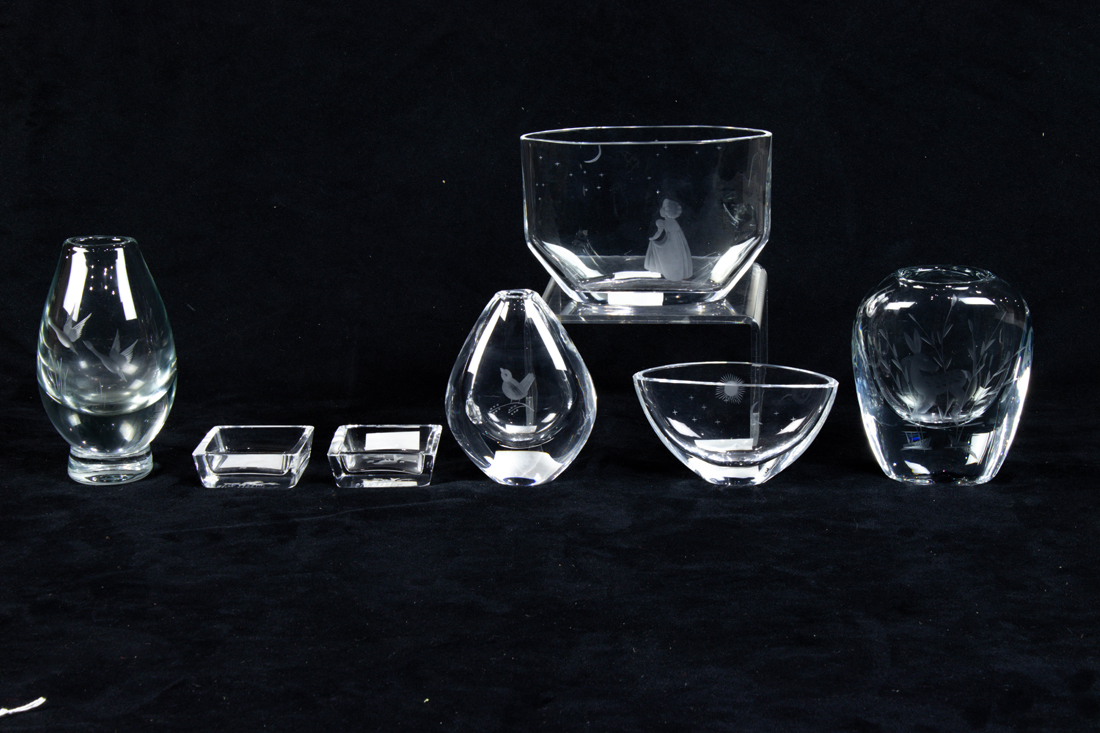 Appraisal: LOT OF GROUP OF ORREFORS ETCHED GLASS lot of Group