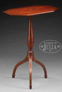 Appraisal: RARE FEDERAL INLAID MAHOGANY TILT-TOP CANDLESTAND WITH PATRIOTIC EAGLE DESIGN