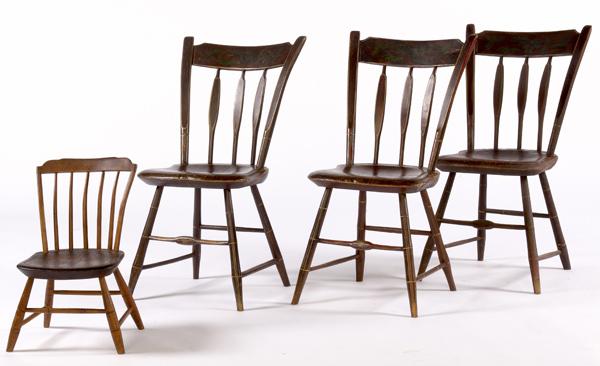 Appraisal: ARROWBACK CHAIRS Painted arrowback chairs set of three together with