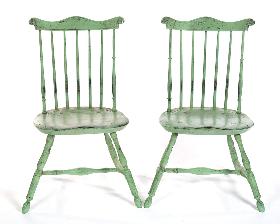 Appraisal: AMERICAN STAND AND PAIR OF WINDSOR-STYLE SIDE CHAIRS Late th