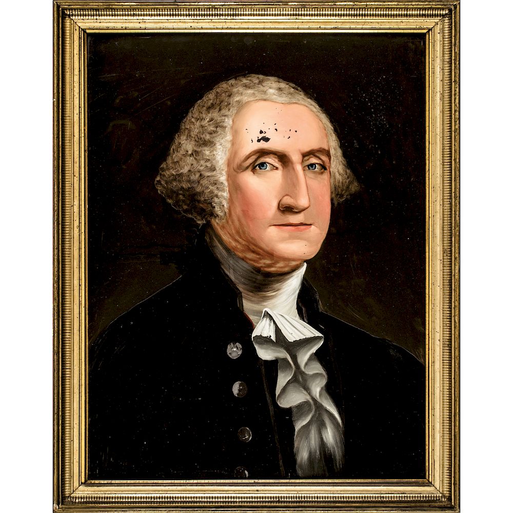 Appraisal: c George Washington Reverse Painting on Glass by William Matthew