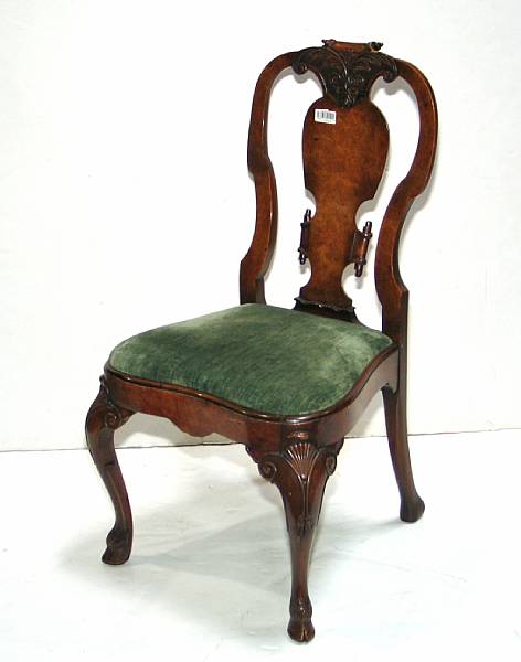 Appraisal: A George III style walnut side chair early th century