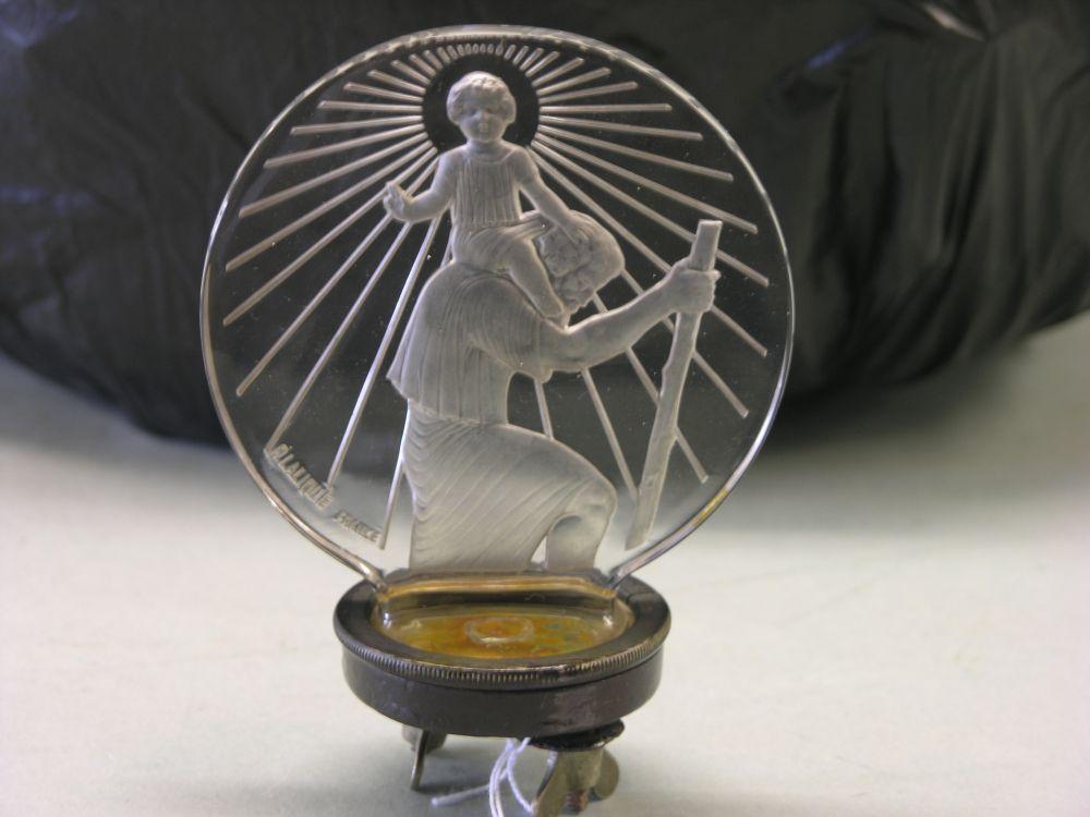 Appraisal: A Lalique car mascot pre-war circular mascot Christ and St