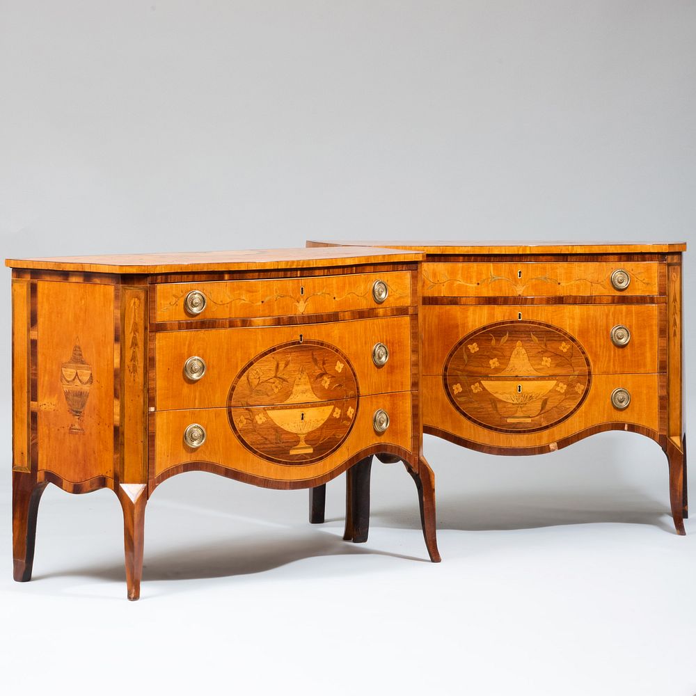 Appraisal: Fine Pair of George III Satinwood Sycamore and Harewood Marquetry