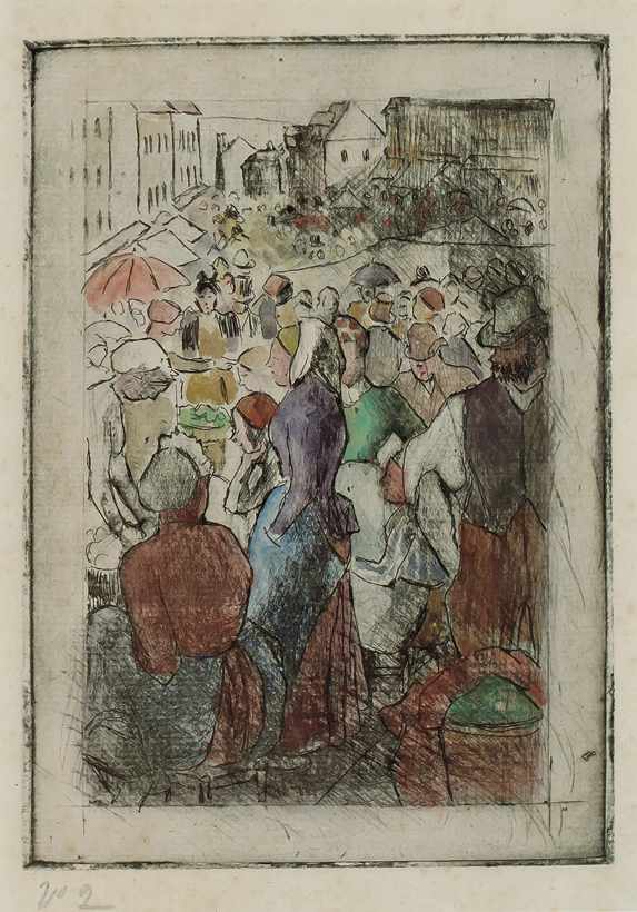 Appraisal: CAMILLE PISSARRO French - ''Marche de Gisors rue Cappeville etching