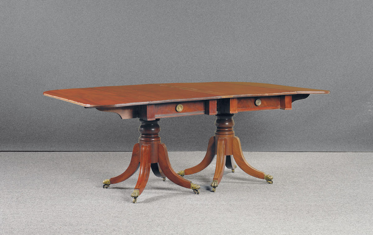 Appraisal: BOSTON CLASSICAL MAHOGANY DROP-LEAF DINING TABLE IN TWO PARTS Comprised