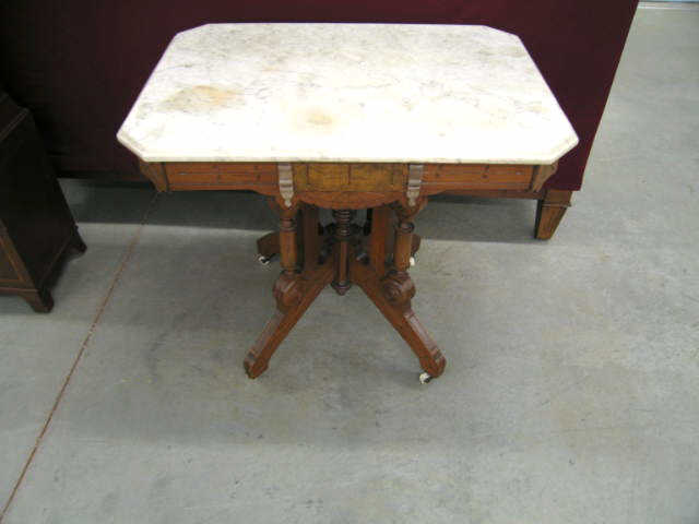 Appraisal: Eastlake Victorian Marble Top Table rectangular original casters