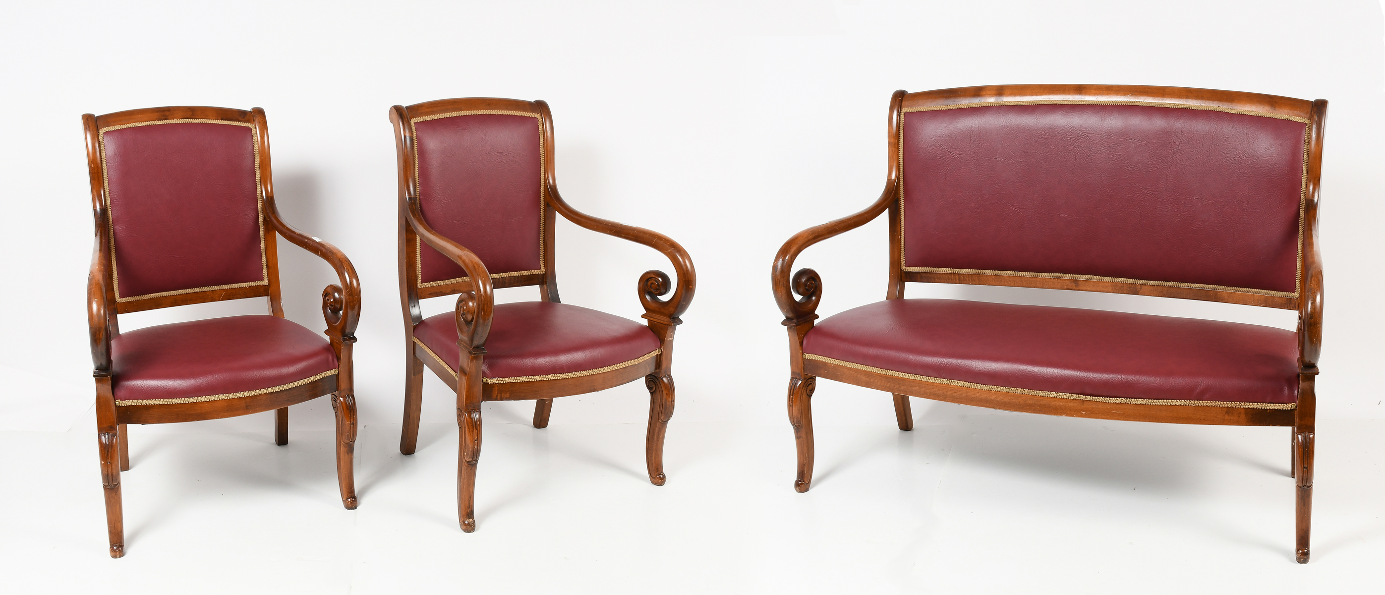 Appraisal: PC MAHOGANY SETTEE CHAIRS PARLOR SET Comprising - Settee -