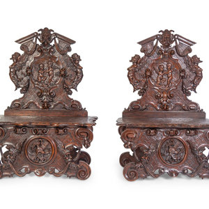 Appraisal: A Pair of Italian Baroque Style Carved Walnut Benches th