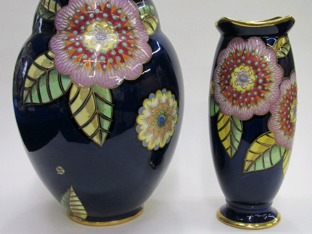 Appraisal: Two Carlton Ware 'Melange' pattern vases no ovoid vase cms