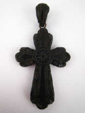 Appraisal: A finely carved and engraved th century jet cross approx