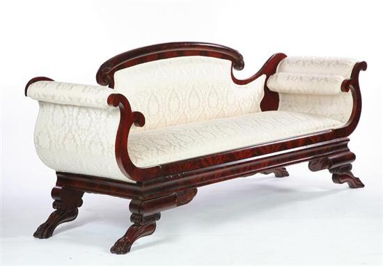 Appraisal: LATE CLASSICAL SOFA American nd quarter- th century mixed woods