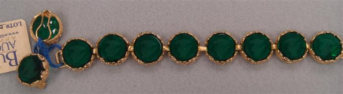 Appraisal: Green glass 'Italgia' bracelet and matching earrings Estimate -