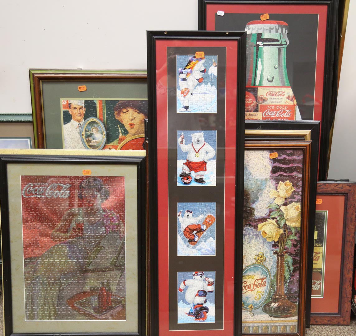 Appraisal: Fifteen framed and unframed Coke puzzles Undernumber