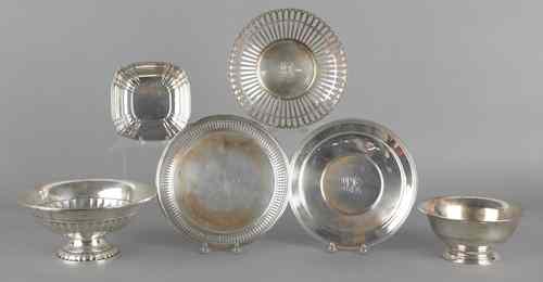 Appraisal: Four sterling silver bowls together with two plates ozt