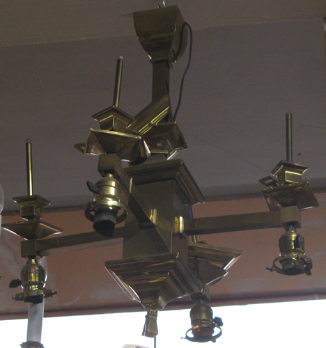 Appraisal: ARTS CRAFTS BRASS ELECTRIC GAS CEILING FIXTURE American c suspending