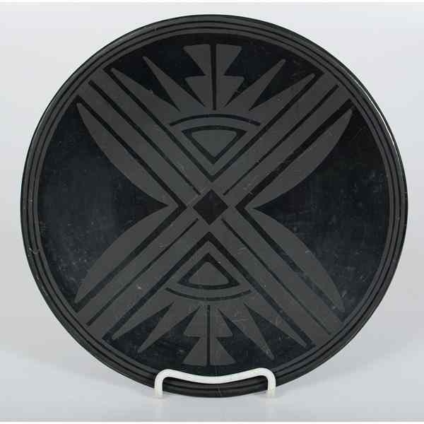 Appraisal: Maria and Julian Martinez San Ildefonso Blackware Plate designed with