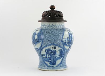 Appraisal: A Chinese blue and white baluster vase painted with six