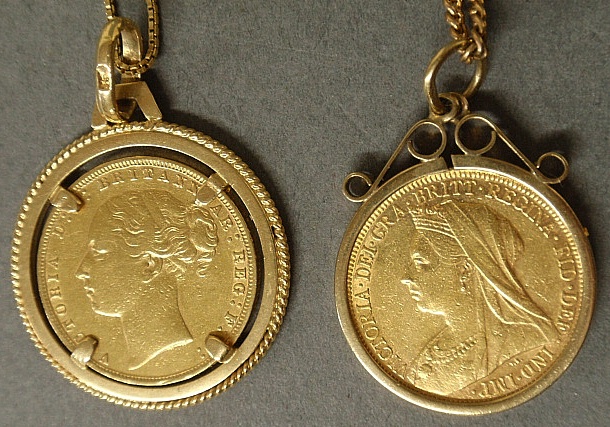 Appraisal: - Queen Victoria gold coin mounted in a k gold