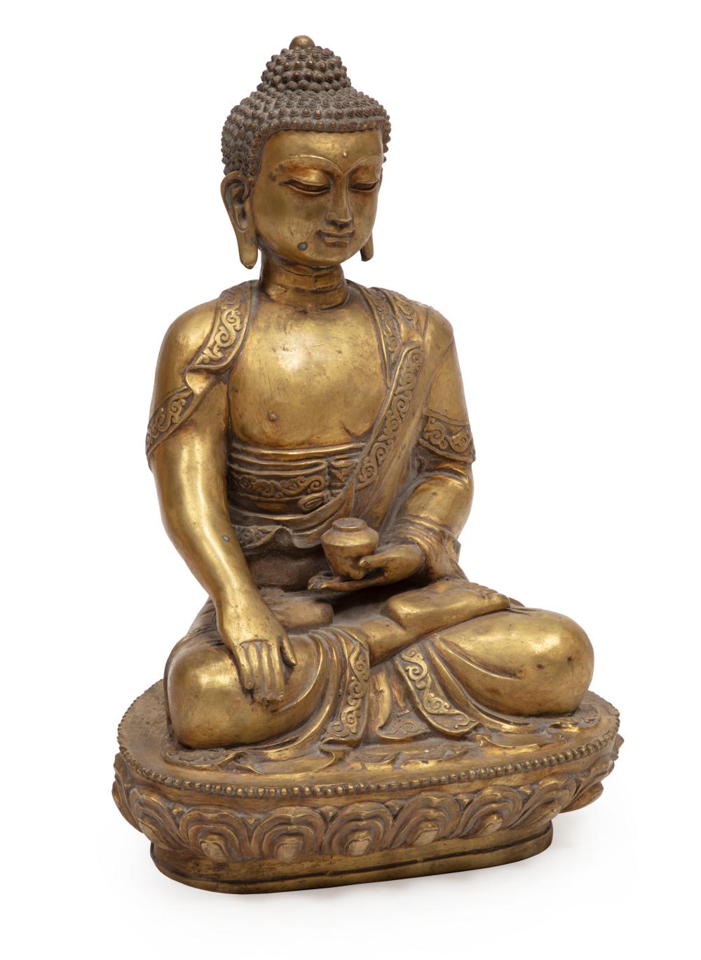 Appraisal: Chinese Tibetan Gilt Bronze Figure of Bhaisajyaguru the Medicine Buddha