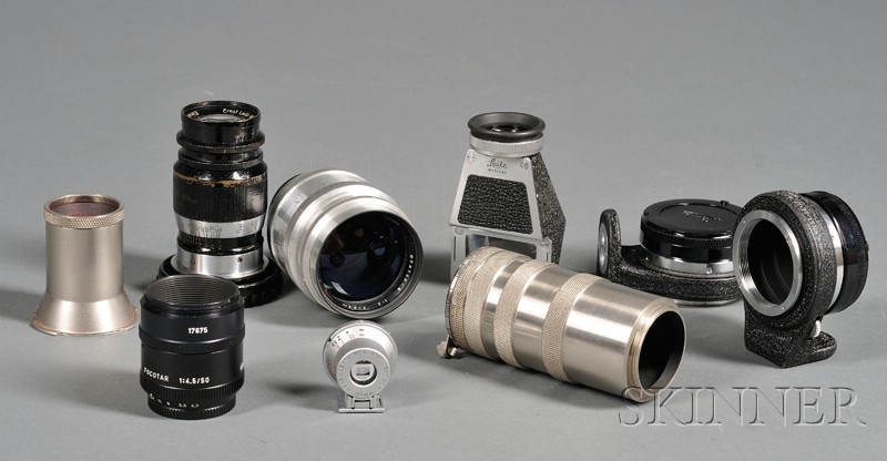 Appraisal: Small Group of Leica Accessories including screw-mount Leica chrome Russian