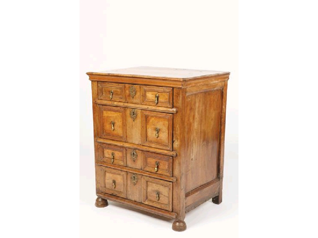 Appraisal: A WILLIAM AND MARY WALNUT MINIATURE CHEST OF DRAWERS fitted