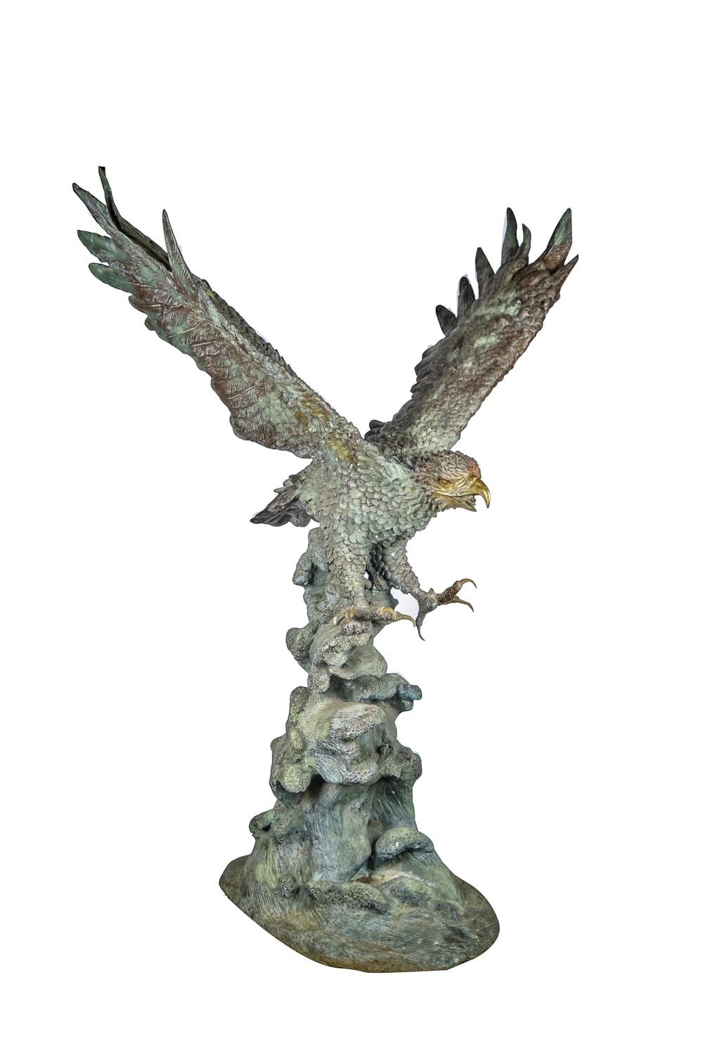 Appraisal: SCREAMING EAGLE MONUMENTAL BRONZE SCULPTUREconverted for use as a fountain