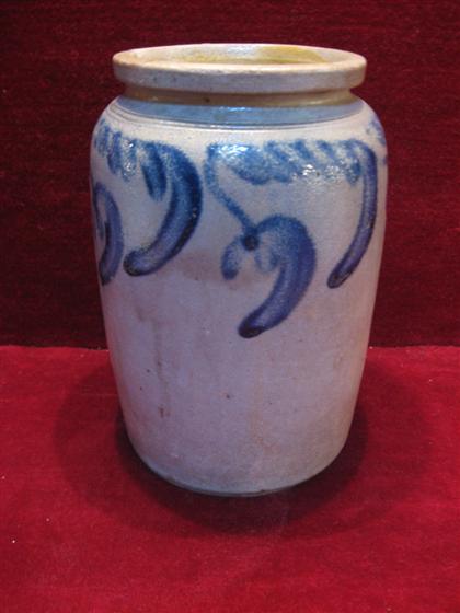 Appraisal: Salt glaze crock th century Pennsylvania with colbot decoration of