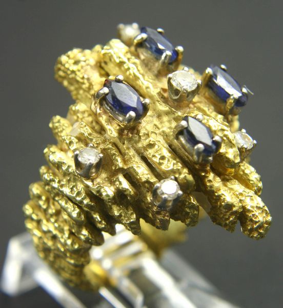 Appraisal: k Yellow Gold Diamond and Sapphire Ring k yellow gold