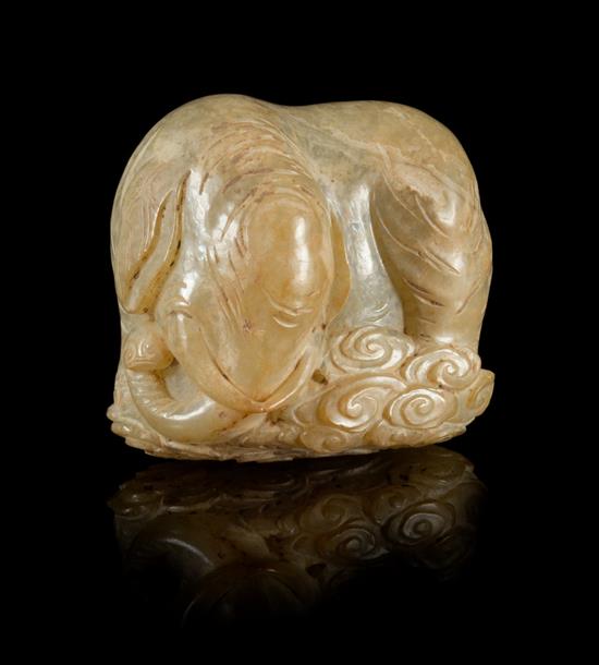 Appraisal: Sale Lot A Carved Jade Pendant Toggle of an Elephant