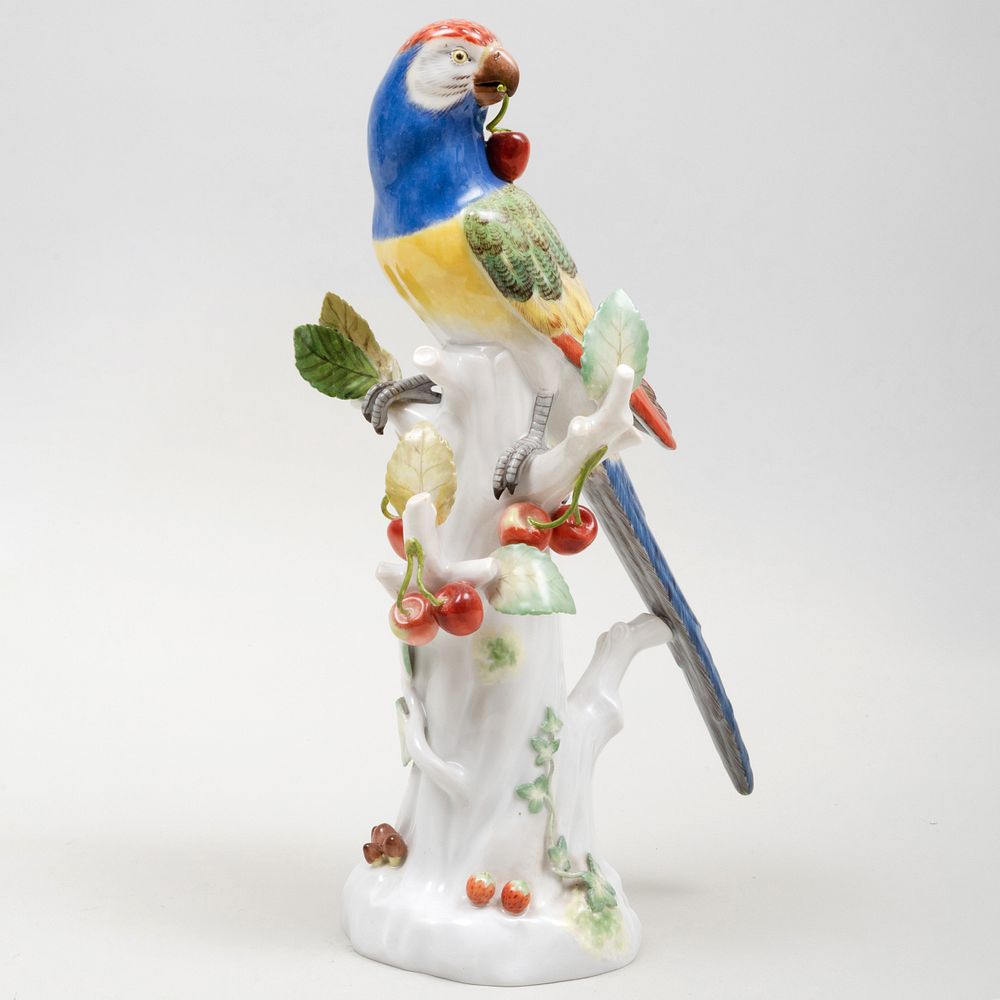 Appraisal: Meissen Porcelain Figure of a Macaw Blue crossed sword mark