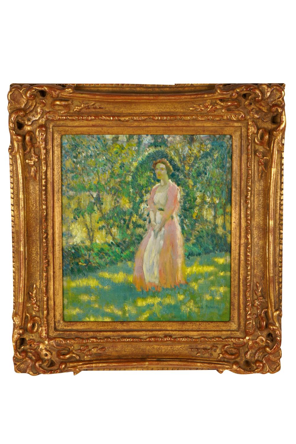 Appraisal: LAWTON SILAS PARKER - WOMAN IN GARDENoil on panel signed