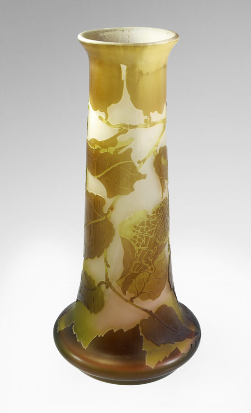 Appraisal: CAMEO GLASS VASE SIGNED GALLE Cameo cut in a floral